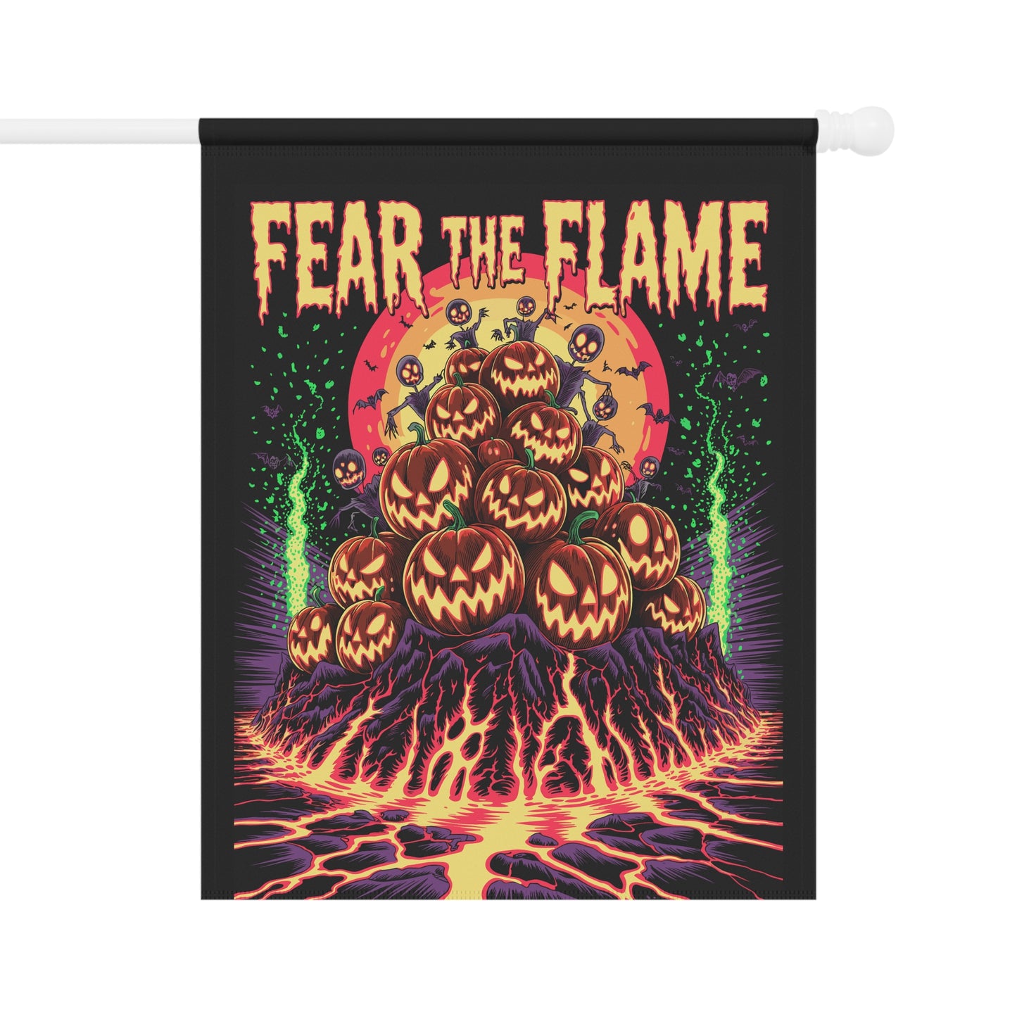 Halloween Garden Banner, Spooky Outdoor Decor, Fall Flag, Fear the Flame Yard Art, Pumpkin Decorations