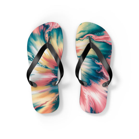Vibrant Tie-Dye Flip Flops for Summer Fun, Beach Sandals, Vacation Footwear, Pool Party Accessories, Festival Style