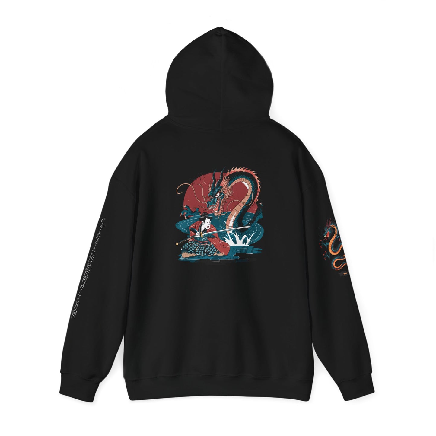 Limited Edition Japanese Stylized Warrior Dragon Double Sleeved stoicmammal.com Characters Unisex Heavy Blend™ Hooded Sweatshirt