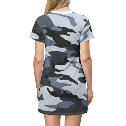 Coastal Shadow Camo T-Shirt Dress – Stoic Mammal Summer Camo for Beach Days & Lake Life