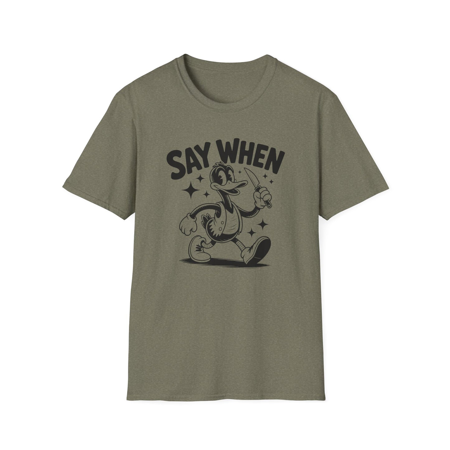 Beaky Slice Say When T-Shirt Retro Duck Cartoon Tee
