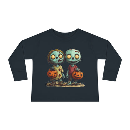 Trick Or Treat Halloween Zombie Toddler Long Sleeve Tee