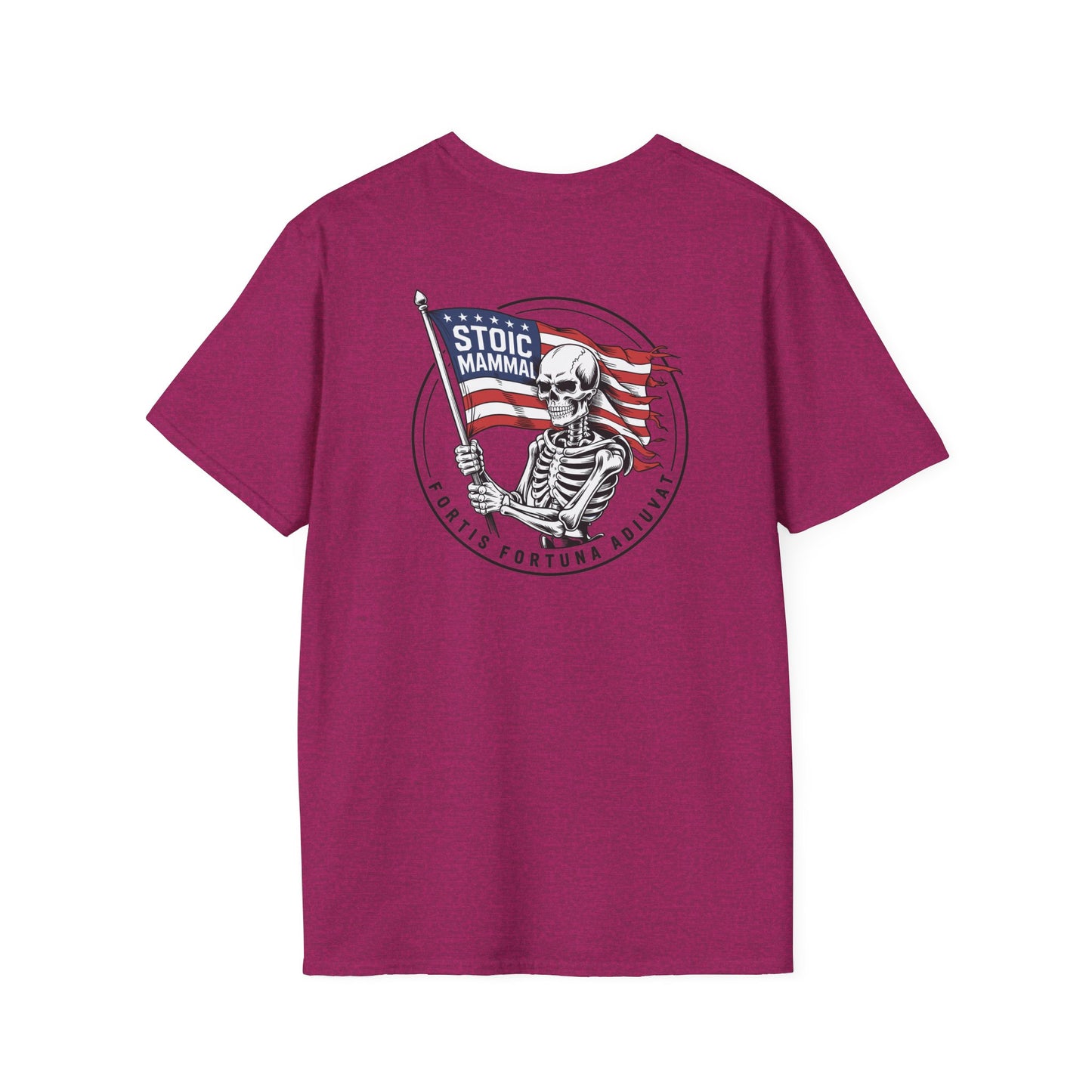 Fortune Favors the Bold Skeleton Flag T-Shirt Stoic Wheel Chest Crest