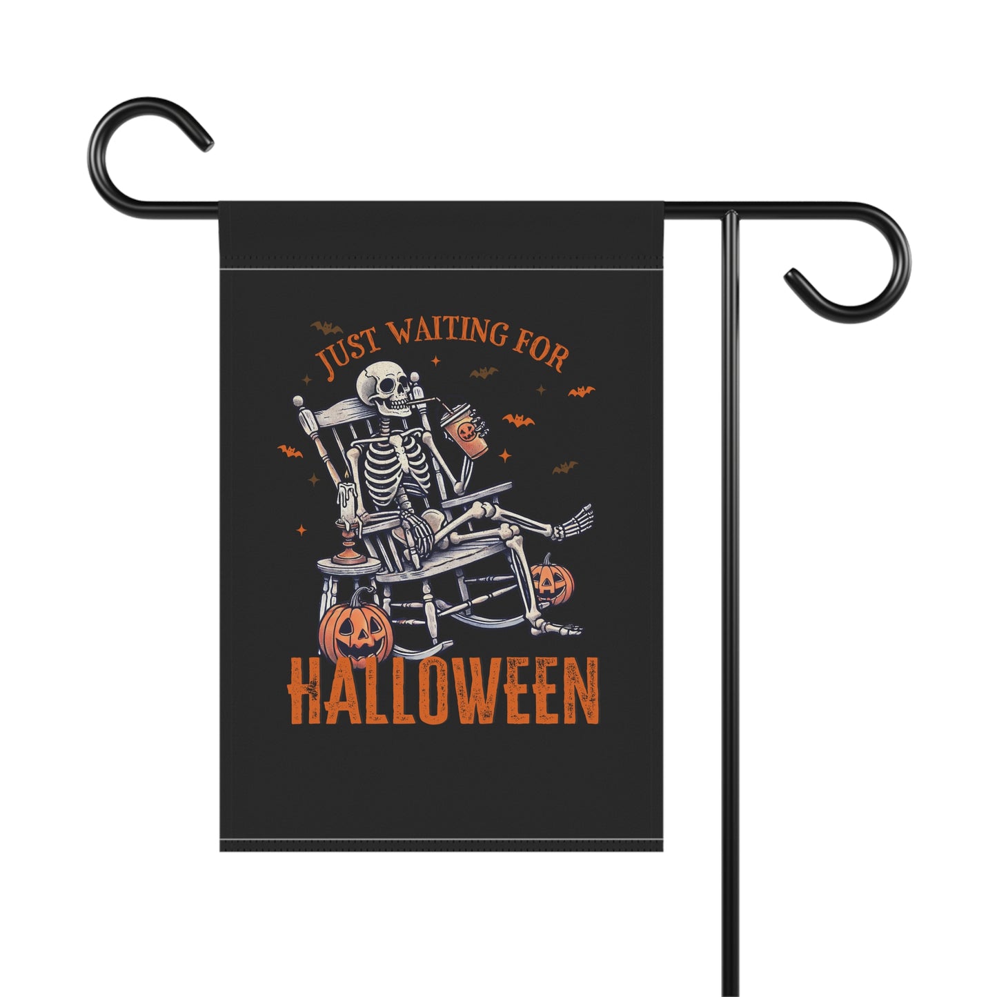 Just Waiting For Halloween Skeleton Rocking Chair Garden & House Banner