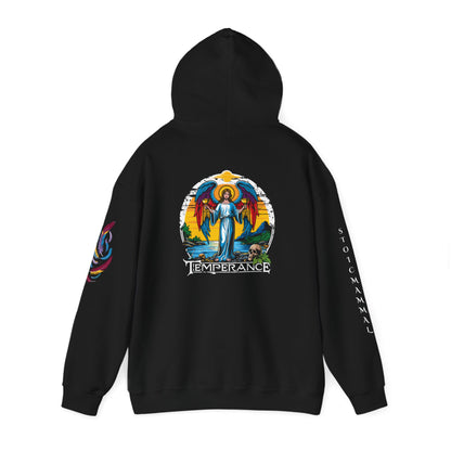 Temperance Angelic Back Sleeved And Front Designed Hooded Sweatshirt