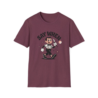 Tiptoe Tony Say When T-Shirt Retro Funny Cartoon Knife Tee