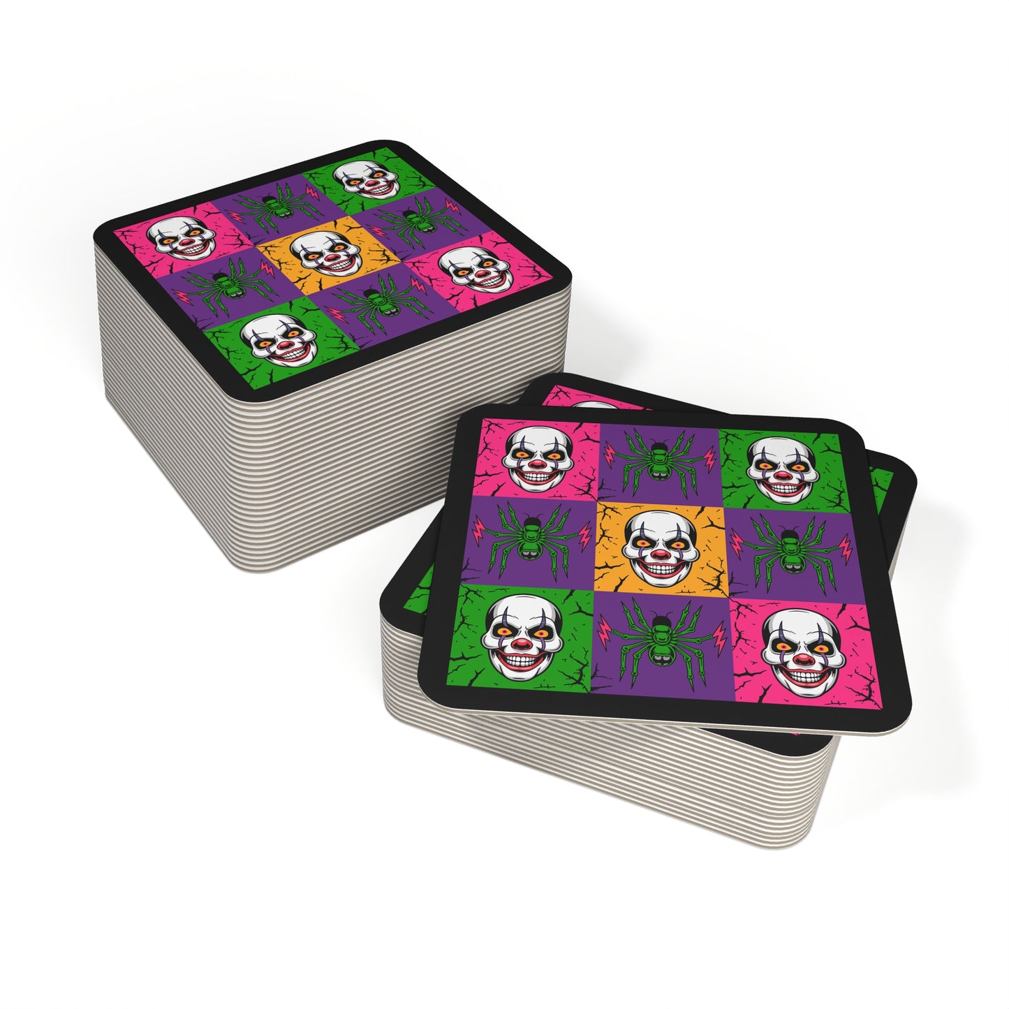 Acid Clown Halloween Coasters, Trick or Treat Drink Coasters, Halloween Decor, Party Supplies