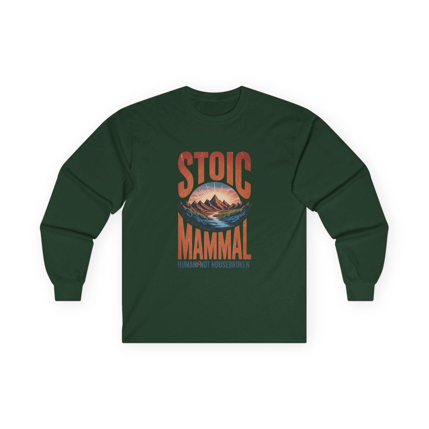 Human Not Housebroken Long Sleeve Tee Vintage Mountain Graphic