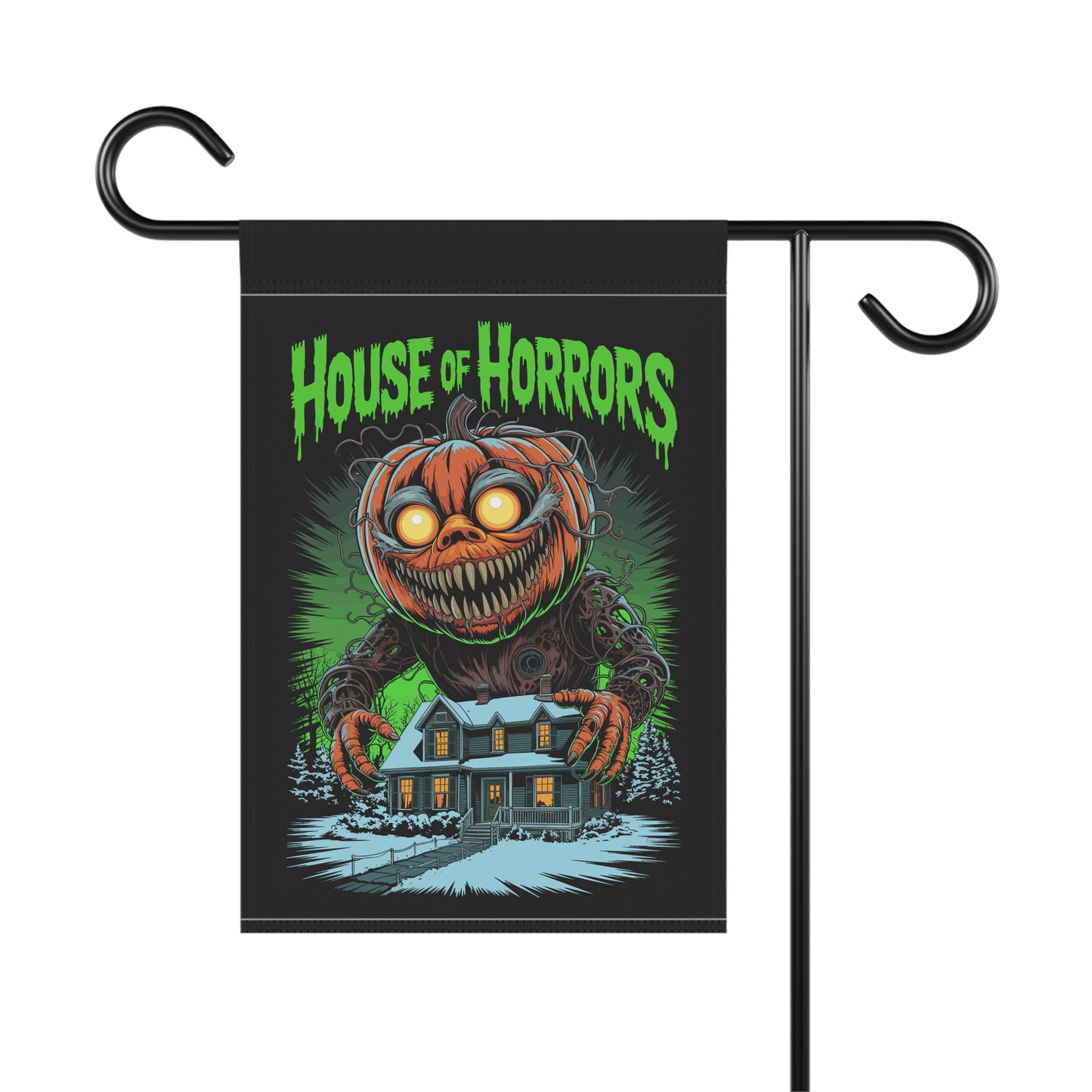 House Of Horrors Halloween Garden Banner, Spooky Outdoor Decor, Fall Flag, Yard Art, Pumpkin Decorations