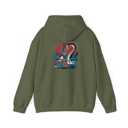 Japanese Stylized Warrior Dragon Stoic Mammal Characters Unisex Heavy Blend™ Hooded Sweatshirt