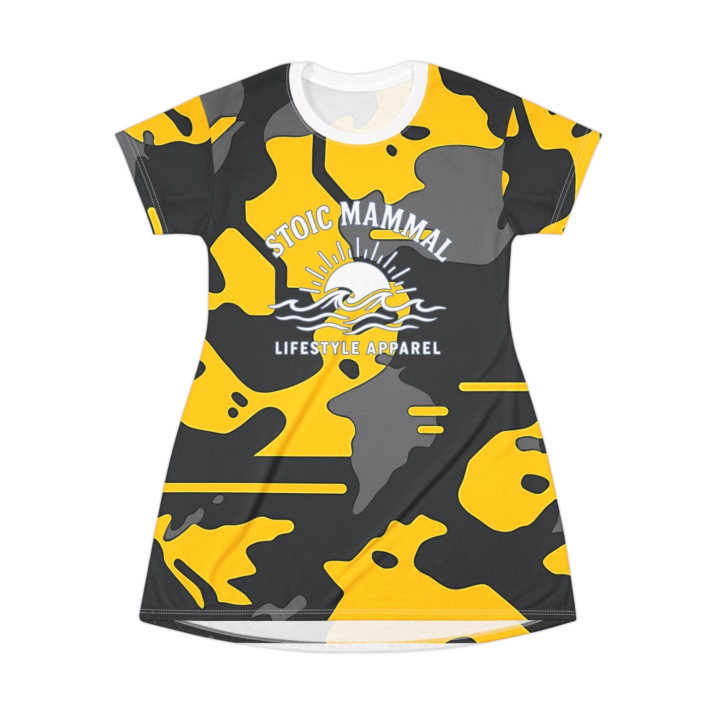 Hazard Shoreline Camo T-Shirt Dress – Stoic Mammal Coastal Survival Style for Bold Summer Moves