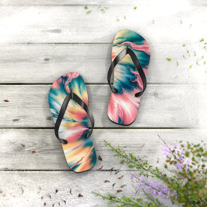 Vibrant Tie-Dye Flip Flops for Summer Fun, Beach Sandals, Vacation Footwear, Pool Party Accessories, Festival Style