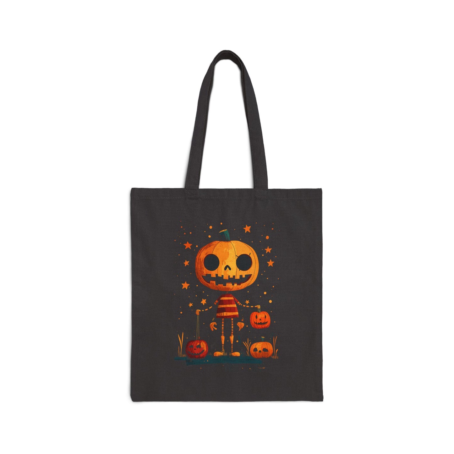 Halloween Pumpkin Head Trick Or Treat Bag Cotton Canvas Tote Bag