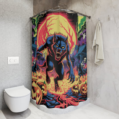 Spooktacular Halloween Shower Curtain, Gothic Decor, Werewolf Bathroom Accessory, Halloween Party Decor, Unique Gift Idea