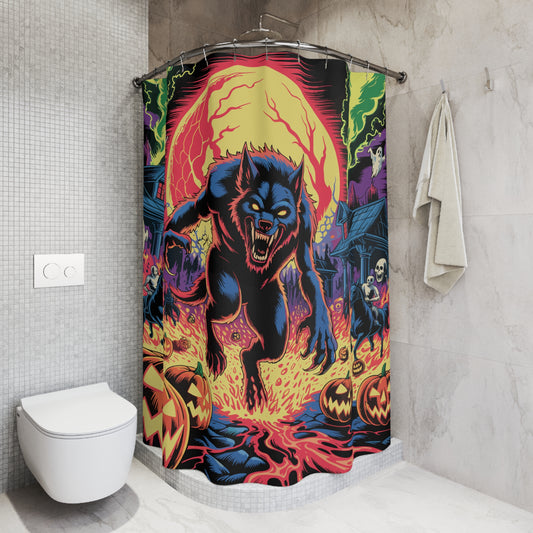 Spooktacular Halloween Shower Curtain, Gothic Decor, Werewolf Bathroom Accessory, Halloween Party Decor, Unique Gift Idea
