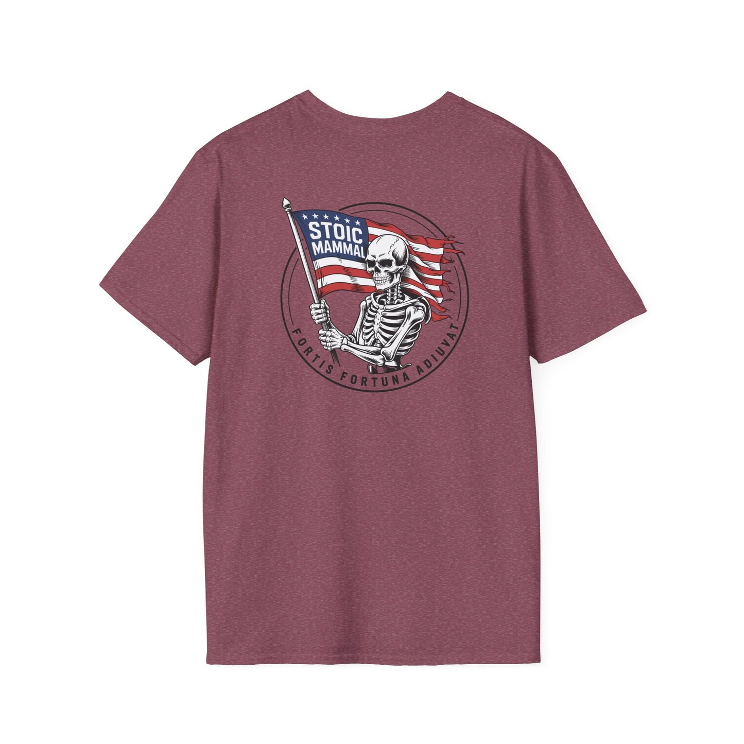 Fortune Favors the Bold Skeleton Flag T-Shirt Stoic Wheel Chest Crest