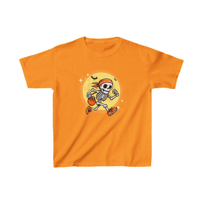 Halloween Trick Or Treat Skeleton Running with Candy Kids Heavy Cotton™ Tee