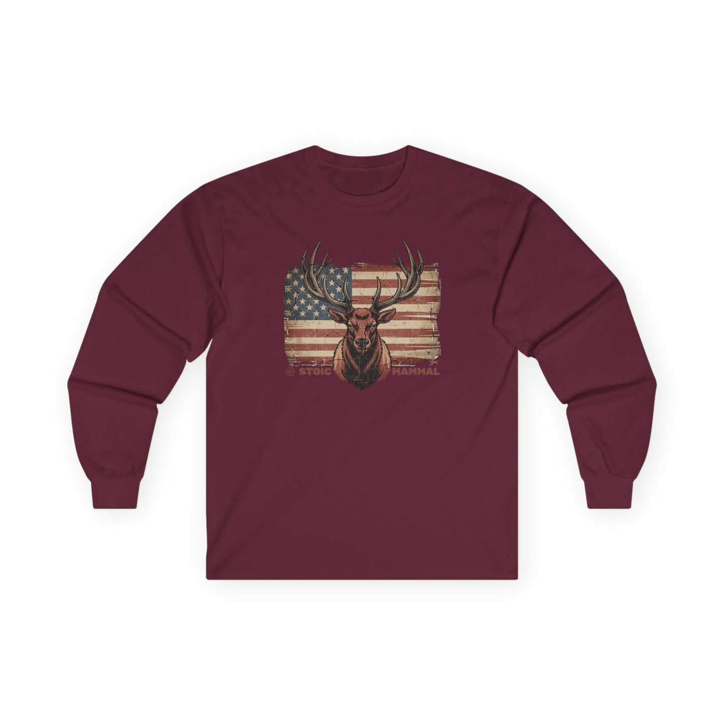 Elk Hunter Patriotic Long Sleeve Tee