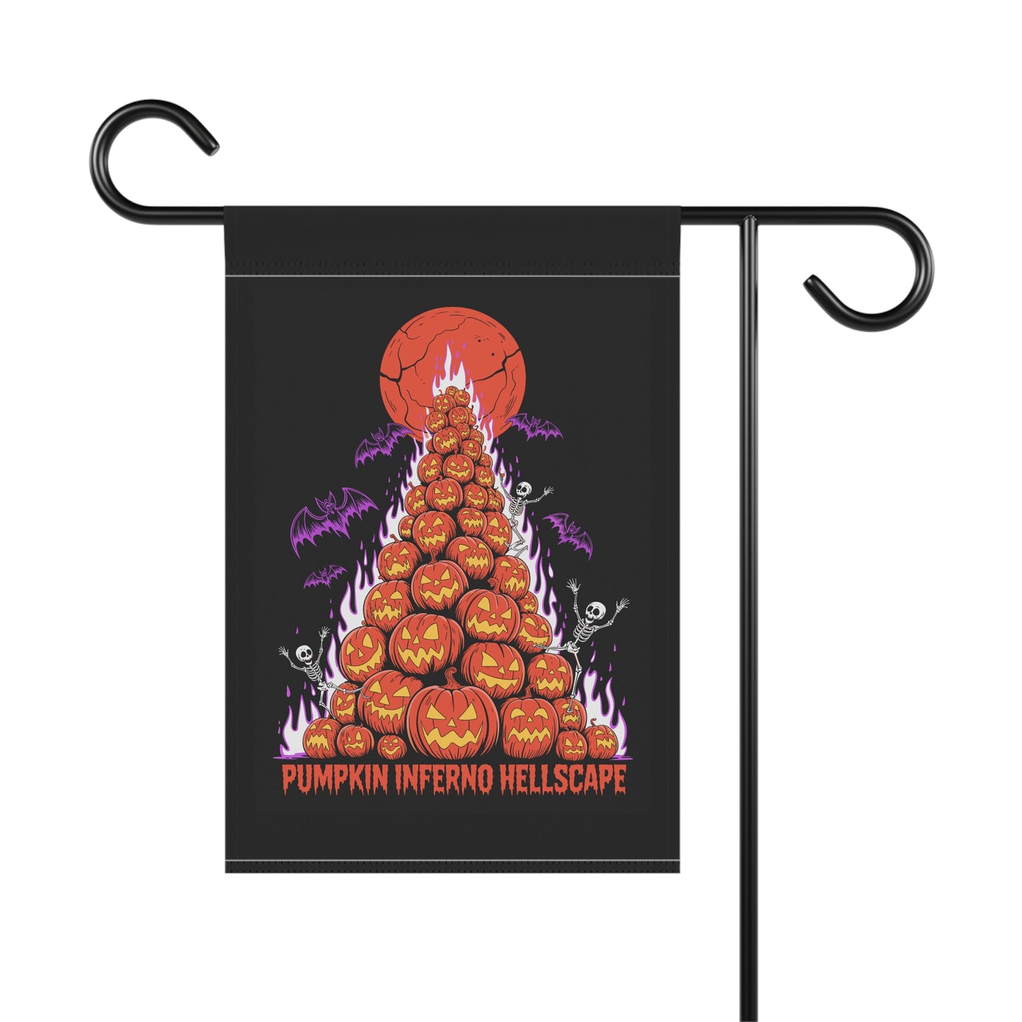 Pumpkin Inferno Hellscape Halloween Garden Banner, Spooky Outdoor Decor, Fall Flag, Fear the Flame Yard Art, Pumpkin Decorations