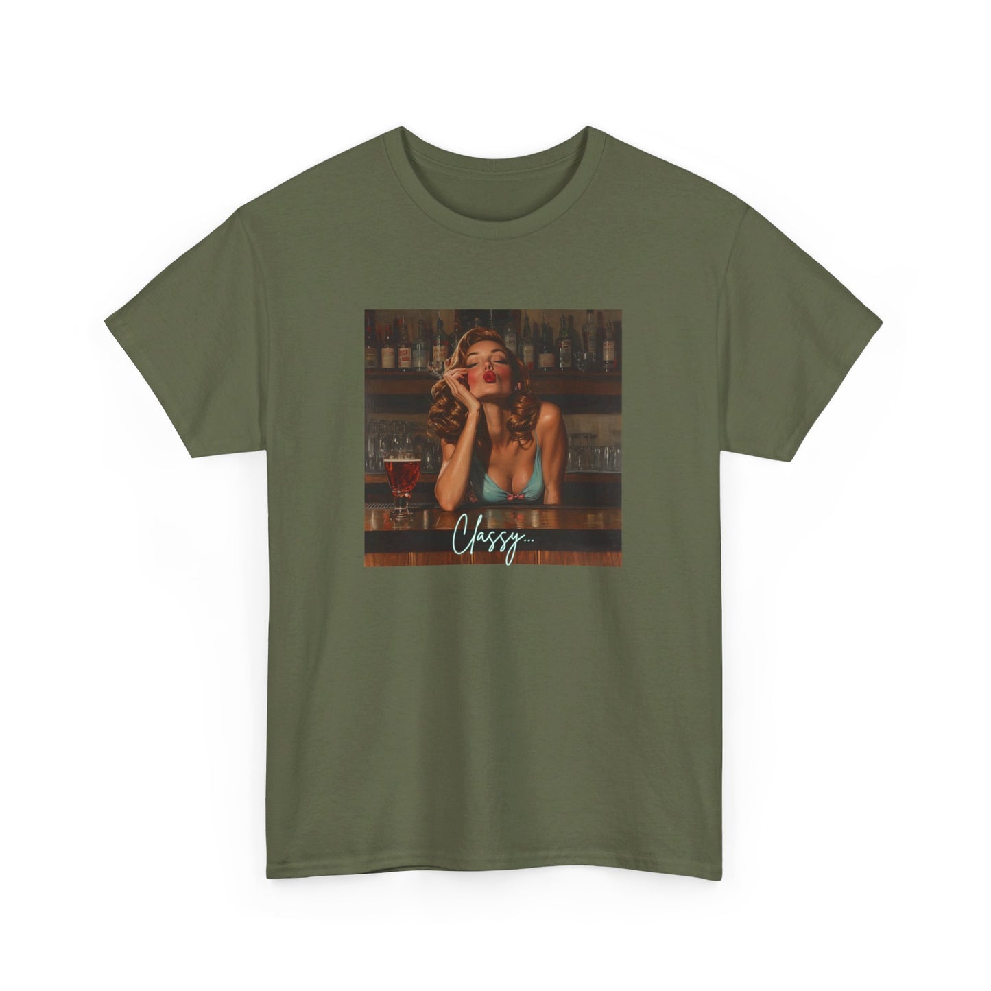 Classy Pin Up Girl In A Bar T Shirt