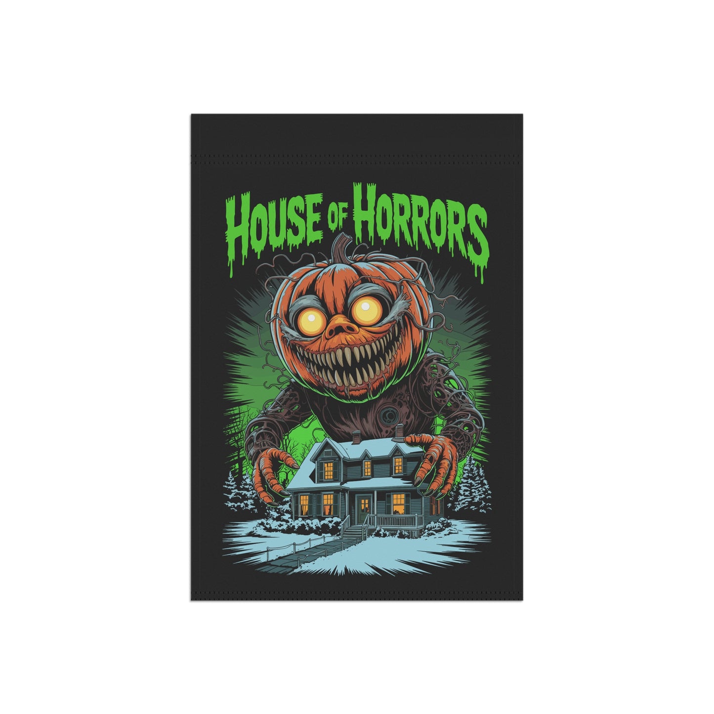 House Of Horrors Halloween Garden Banner, Spooky Outdoor Decor, Fall Flag, Yard Art, Pumpkin Decorations