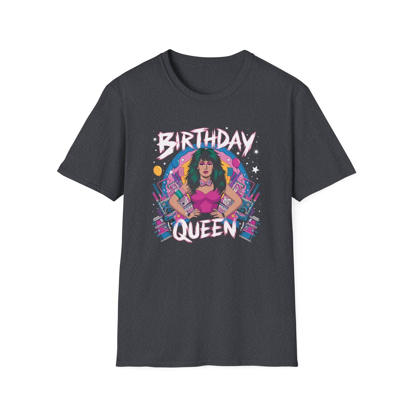 Retro Vintage Rock Style Birthday Queen Unisex Softstyle T-Shirt