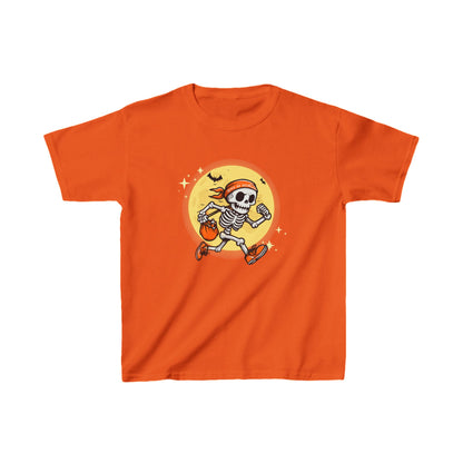 Halloween Trick Or Treat Skeleton Running with Candy Kids Heavy Cotton™ Tee