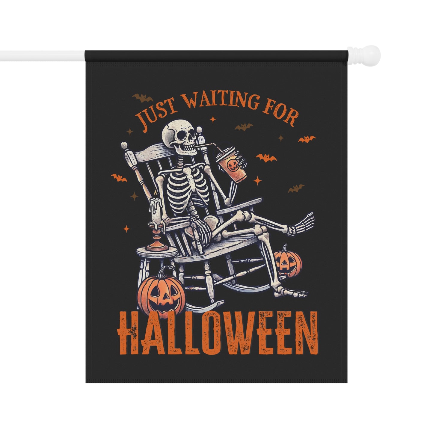 Just Waiting For Halloween Skeleton Rocking Chair Garden & House Banner