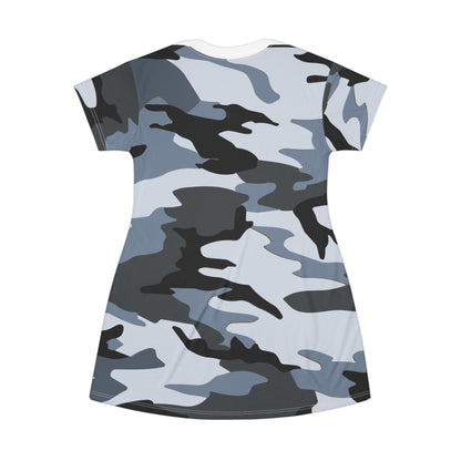 Coastal Shadow Camo T-Shirt Dress – Stoic Mammal Summer Camo for Beach Days & Lake Life