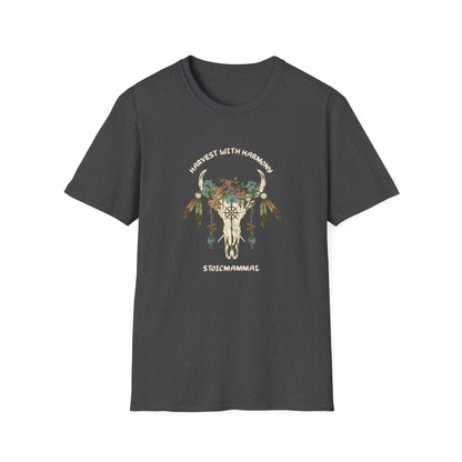 Harvest with Harmony Boho Skull Design T-Shirt