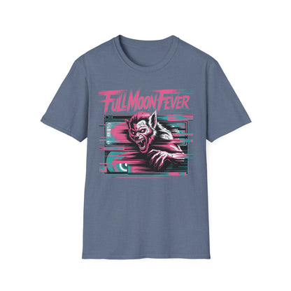 Full Moon Fever Retro  Werewolf VHS Glitch Graphic Halloween T-Shirt