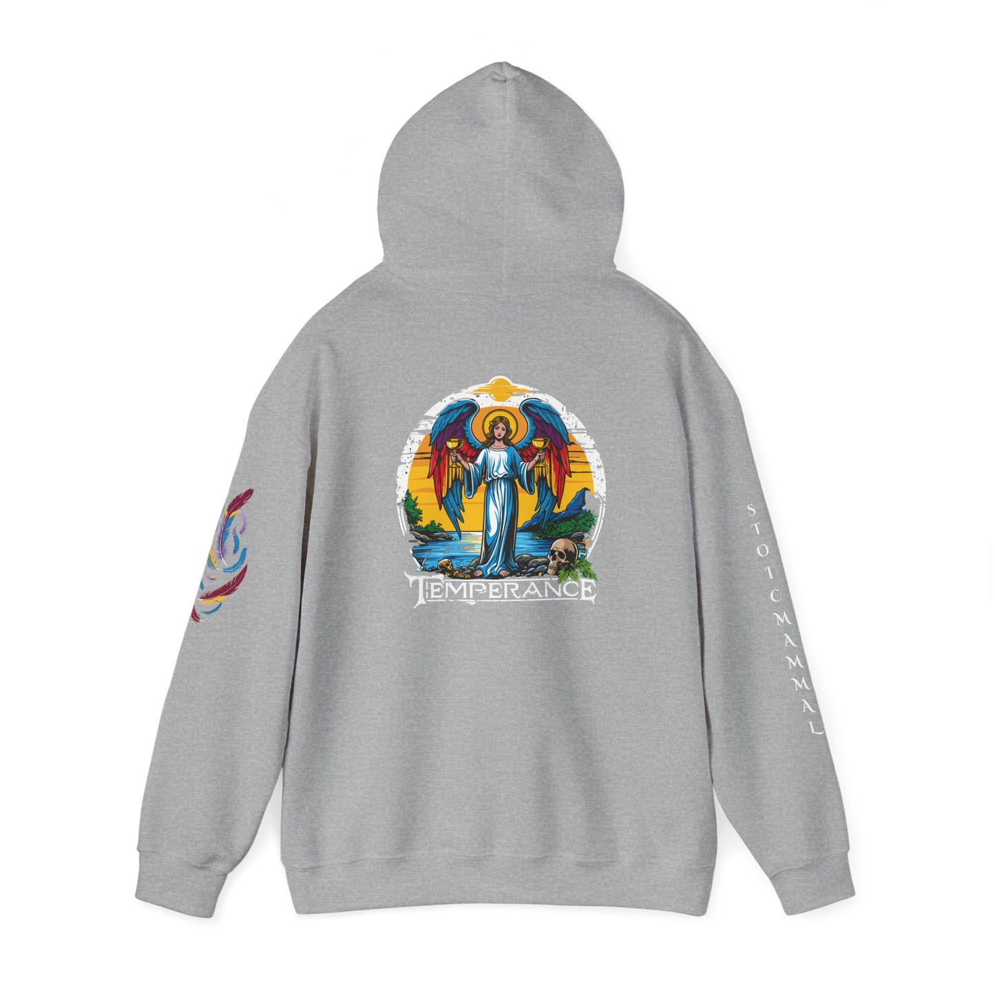 Temperance Angelic Back Sleeved And Front Designed Hooded Sweatshirt