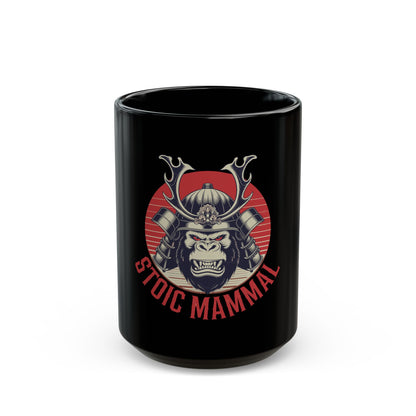 Stoic Mammal Gorilla Samurai Warrior Black Mug (15oz)