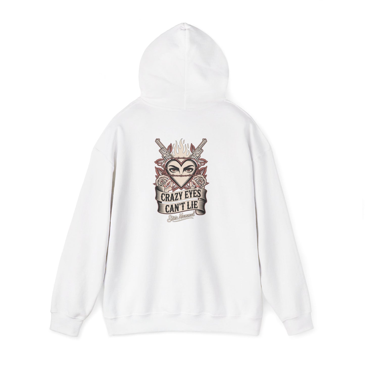 Crazy Eyes Can't Lie Hoodie Front and Back Stoic Mammal