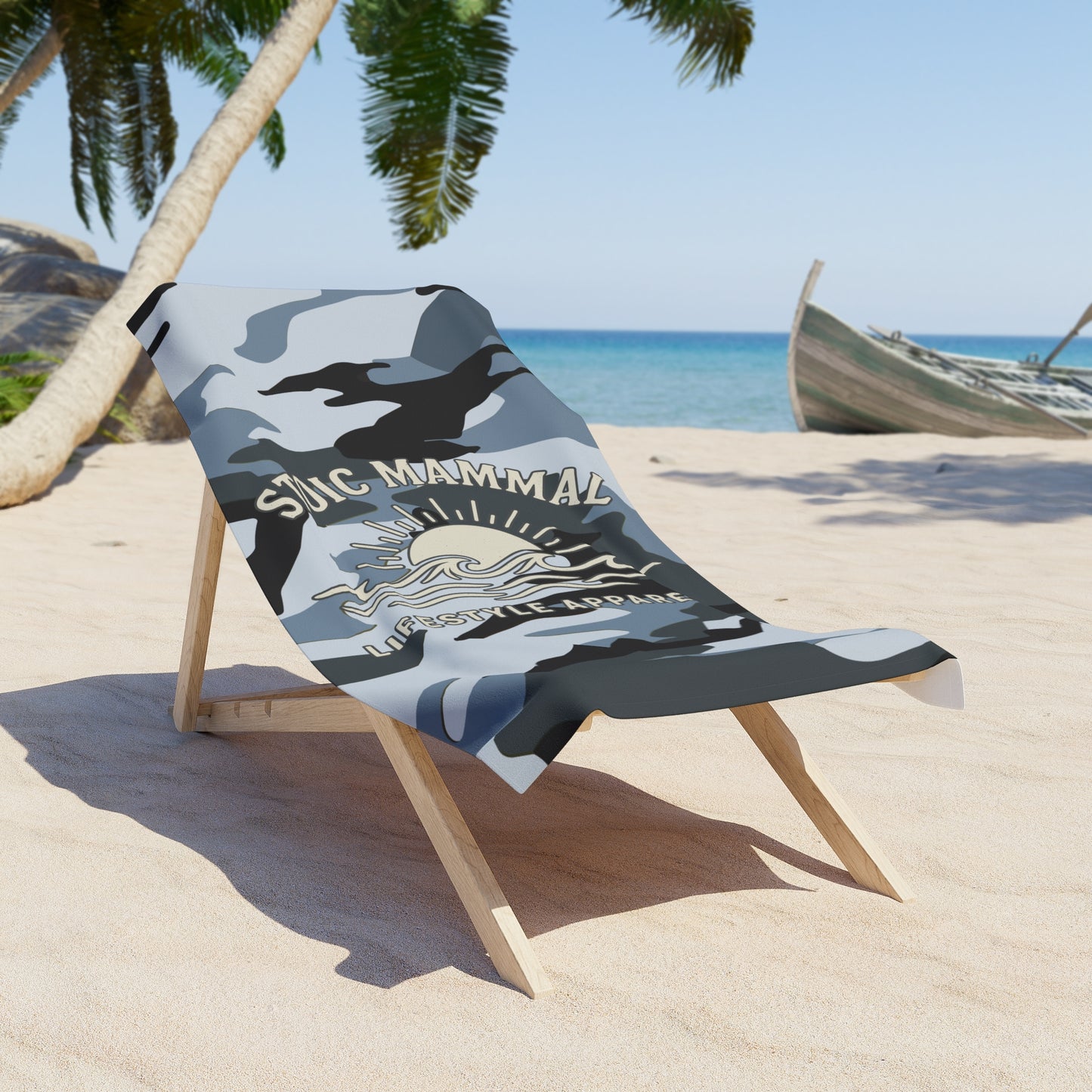 Coastal Shadow Camo Beach Towel – Stoic Mammal Survival Style for the Sand & Sun
