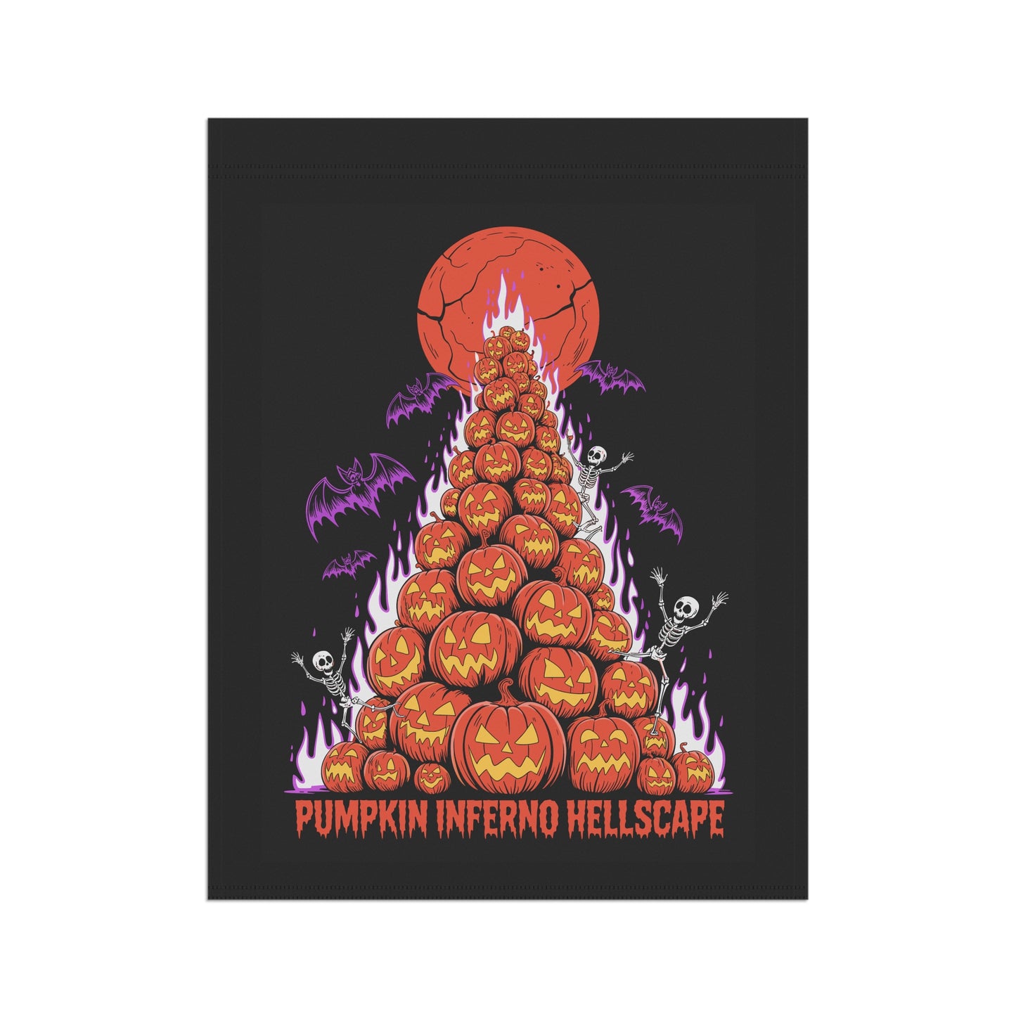 Pumpkin Inferno Hellscape Halloween Garden Banner, Spooky Outdoor Decor, Fall Flag, Fear the Flame Yard Art, Pumpkin Decorations