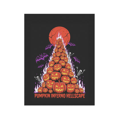 Pumpkin Inferno Hellscape Halloween Garden Banner, Spooky Outdoor Decor, Fall Flag, Fear the Flame Yard Art, Pumpkin Decorations