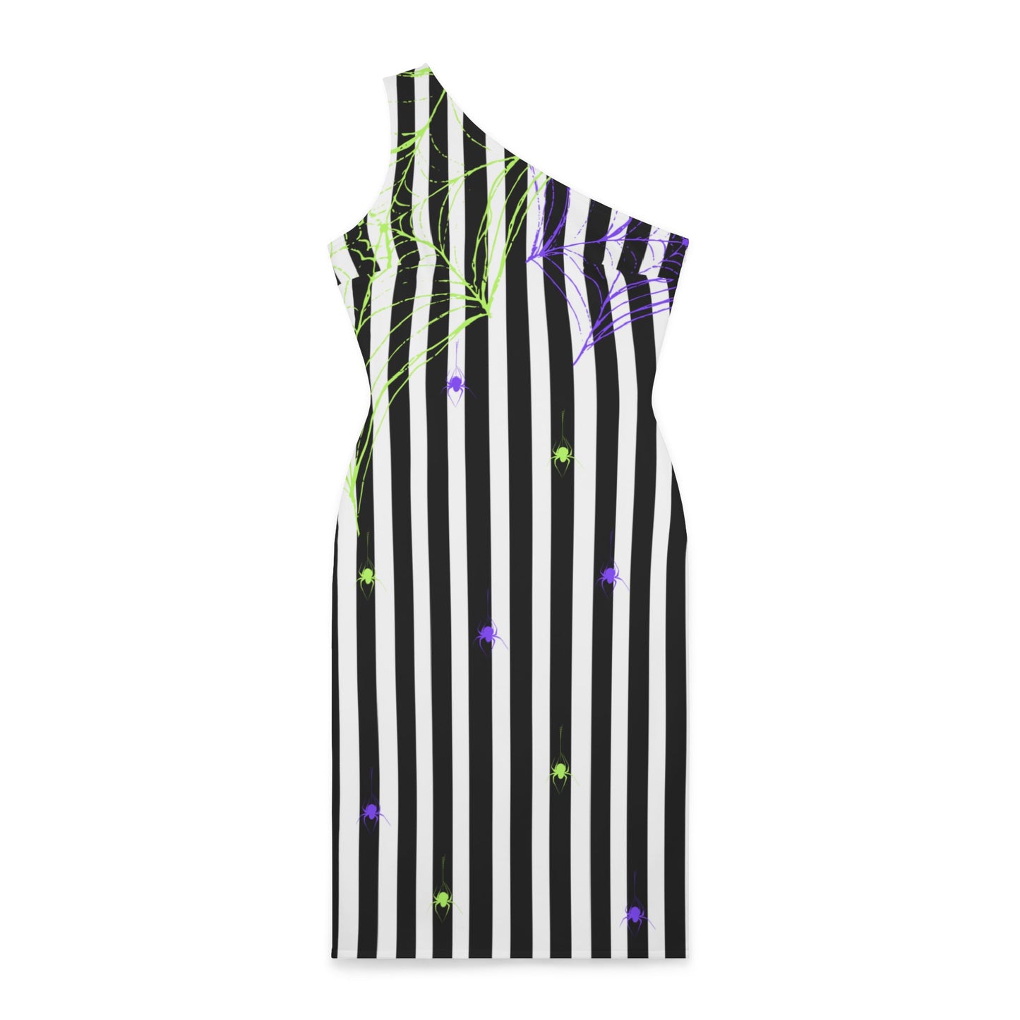 Juicy Black Striped Spider Adult Halloween Costume Shoulder Dress