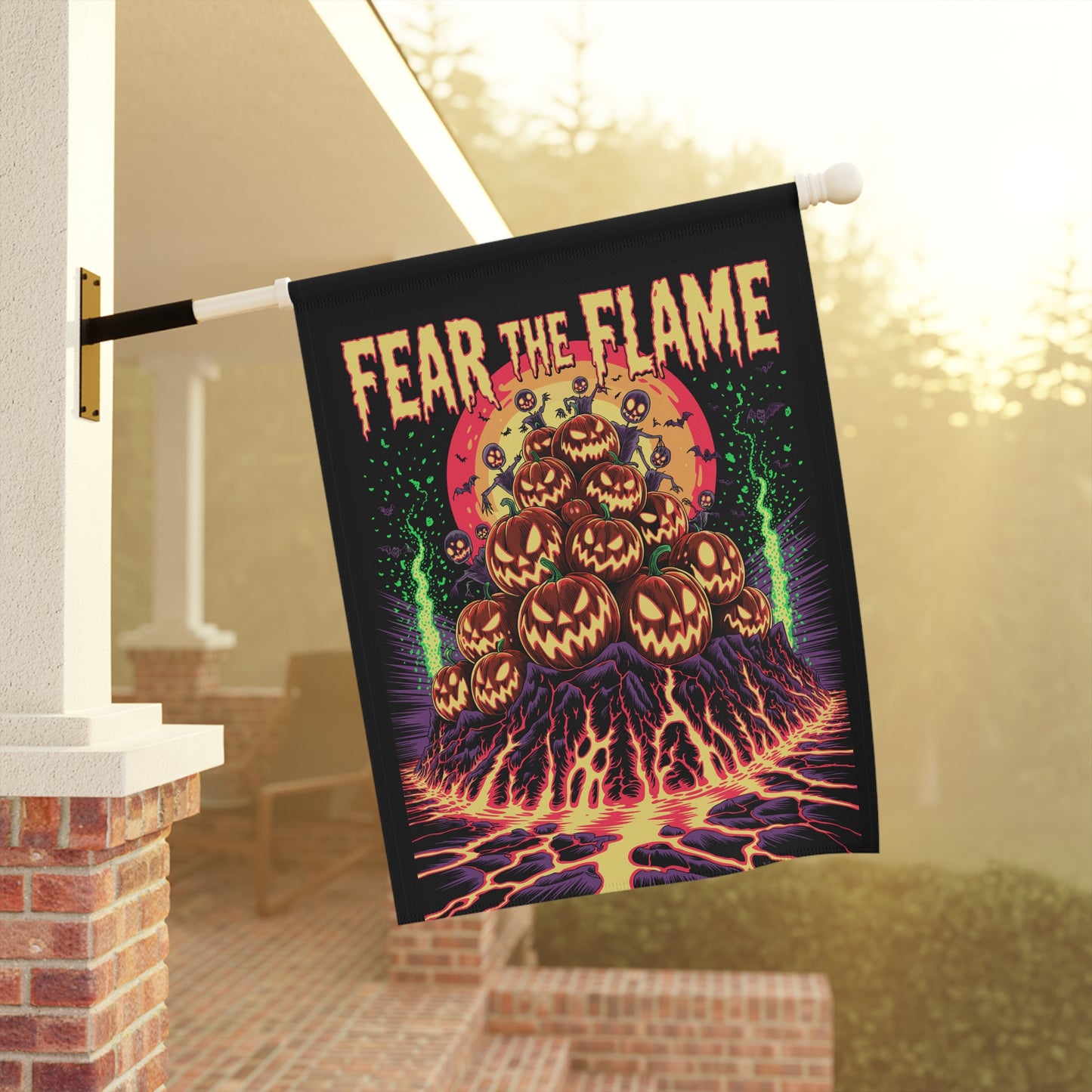Halloween Garden Banner, Spooky Outdoor Decor, Fall Flag, Fear the Flame Yard Art, Pumpkin Decorations