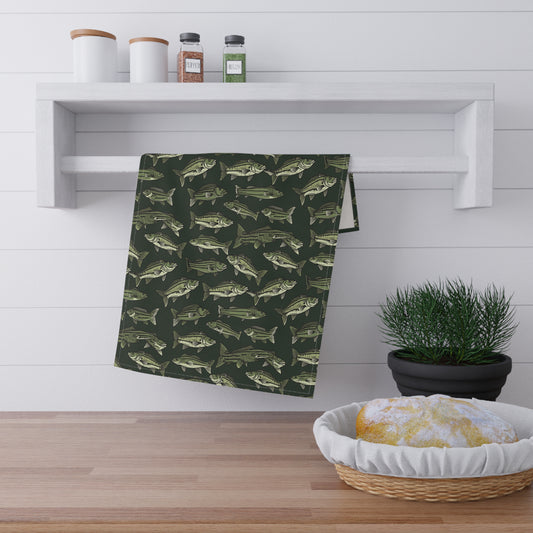 School Of Striped Bass Fish Kitchen Towel