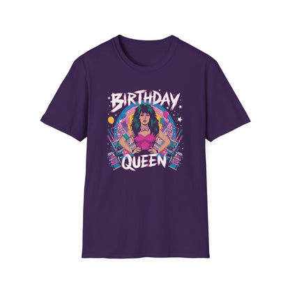 Retro Vintage Rock Style Birthday Queen Unisex Softstyle T-Shirt