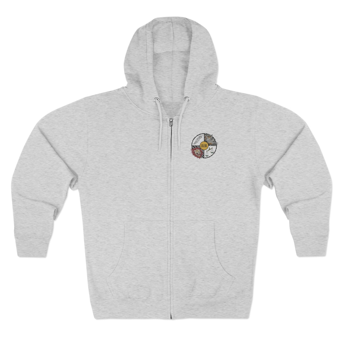 Warrior Spirit Samurai Bear Kanji Japanese Rising Sun Zip Hoodie
