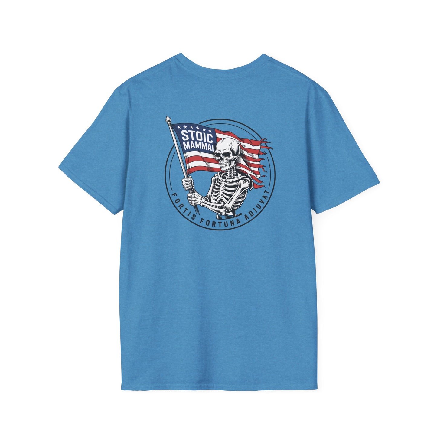 Fortune Favors the Bold Skeleton Flag T-Shirt Stoic Wheel Chest Crest