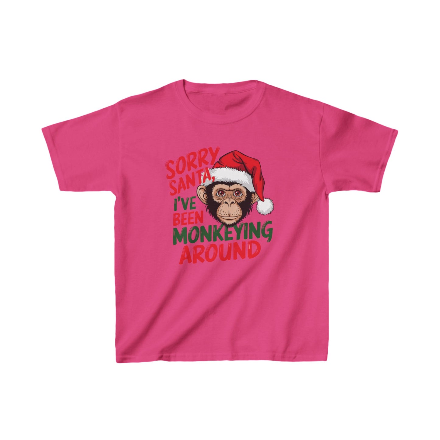 Sorry Santa I've Been Monkeying Around Christmas Kids Heavy Cotton™ Tee