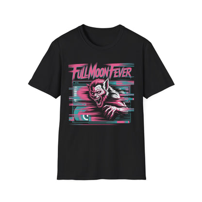 Full Moon Fever Retro  Werewolf VHS Glitch Graphic Halloween T-Shirt