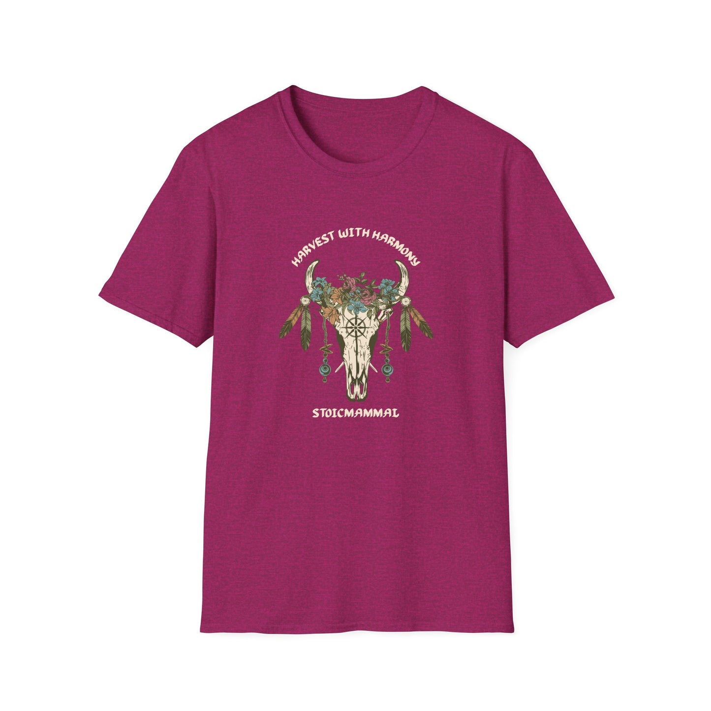 Harvest with Harmony Boho Skull Design T-Shirt