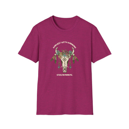 Harvest with Harmony Boho Skull Design T-Shirt