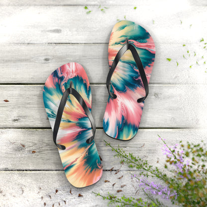 Vibrant Tie-Dye Flip Flops for Summer Fun, Beach Sandals, Vacation Footwear, Pool Party Accessories, Festival Style
