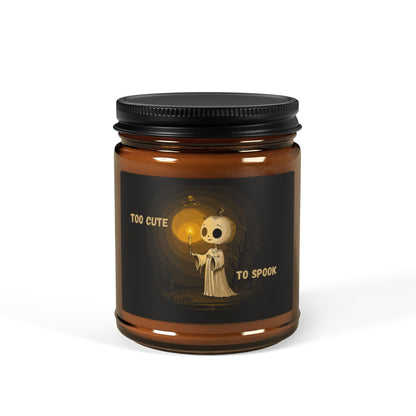 Halloween Too Cute To Spook Scented Soy Candle (Multi-Size, Amber Jar)