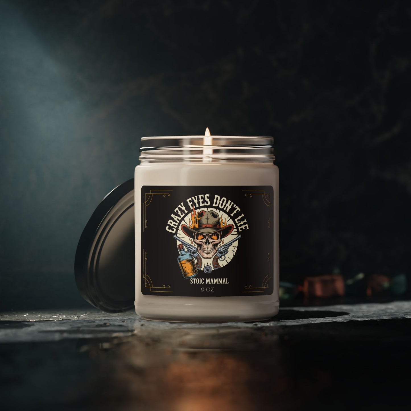 Crazy Eyes Don't Lie 9oz Scented Jar Stoic Mammal Album Drop